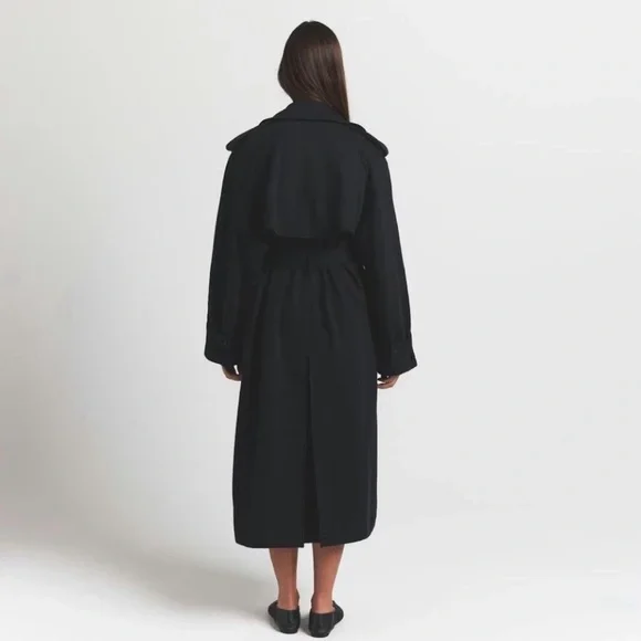 Skims Boyfriend Fleece Trench Coat in Onyx Large - Picture 2 of 5